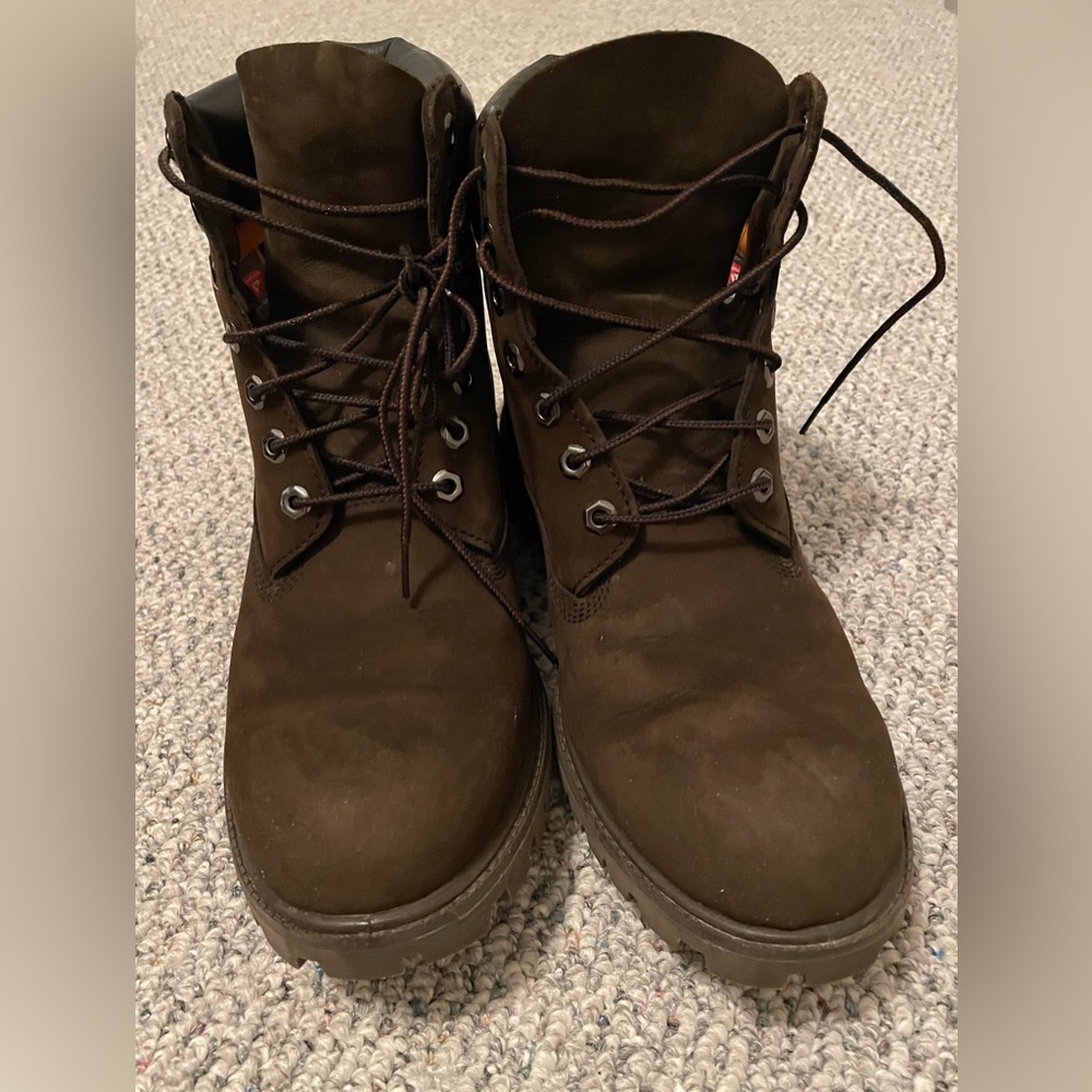 Men's Dark Brown Timberland Leather Boots - Picture 2 of 7